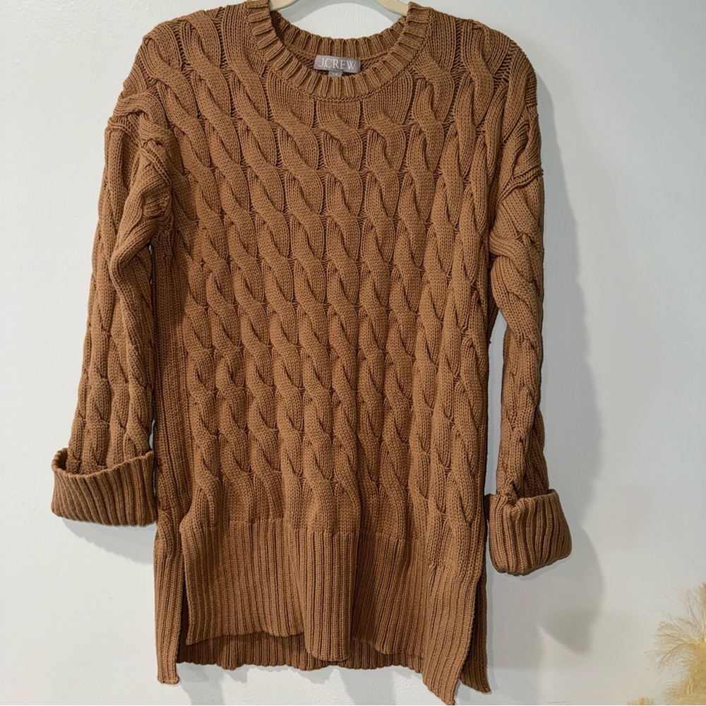 J Crew Sweater Womens Small/Medium Cable Knit Brown‎ Long Sleeve Pullover